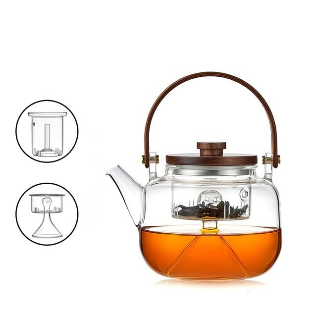 Glass Pot Filter Wood Handle Tea Ceremony Transparent Teawear Sets | Stornfield