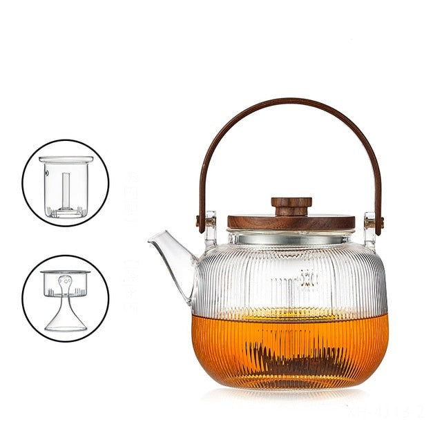 Glass Pot Filter Wood Handle Tea Ceremony Transparent Teawear Sets | Stornfield