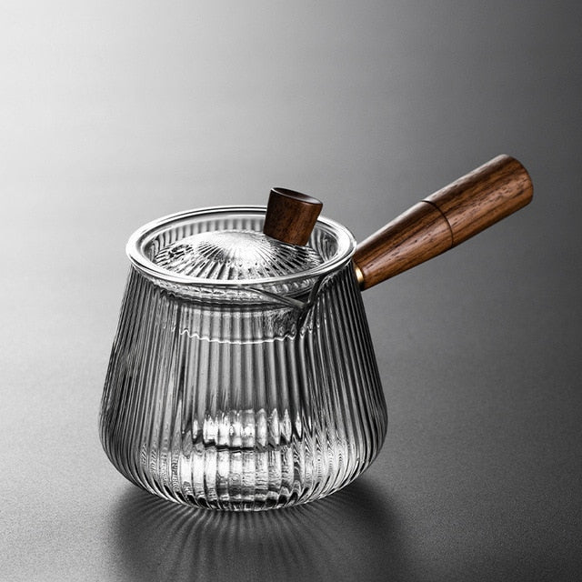 Glass Teapot Wood Handle Tea Ceremony Transparent Set Cup | Stornfield