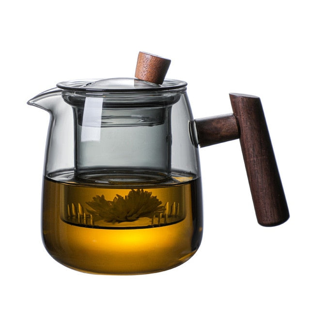 Glass Teapot Wood Handle Tea Ceremony Transparent Set Cup | Stornfield