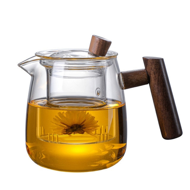 Glass Teapot Wood Handle Tea Ceremony Transparent Set Cup | Stornfield