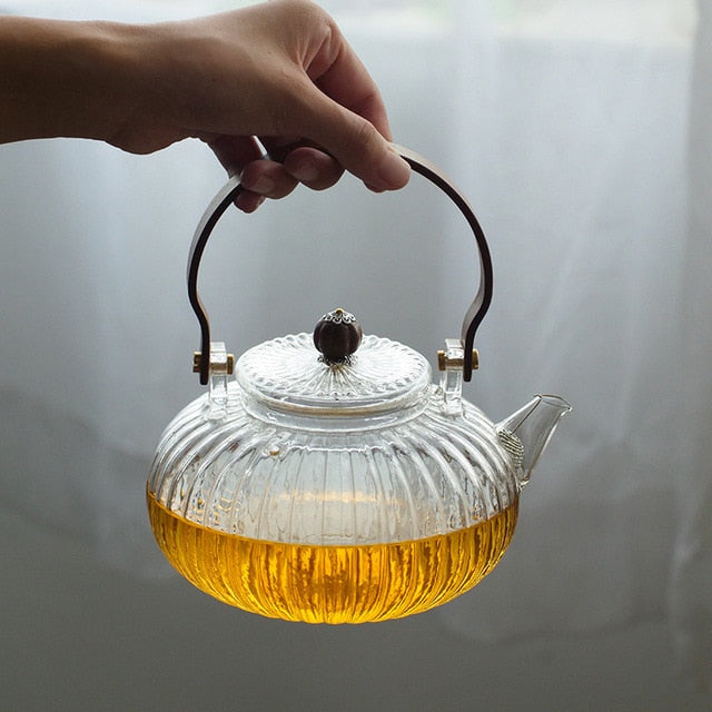 Glass Teapot Wood Handle Tea Ceremony Transparent Set Cup | Stornfield