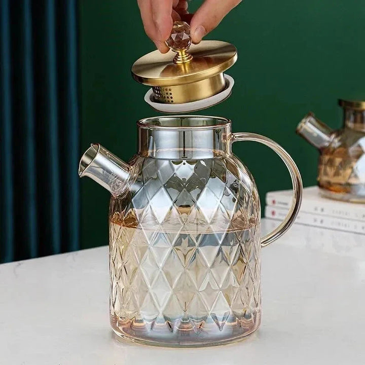 Glass Water Bottles Amber Color Home Flower Teapot Kettle Thermal Pot | Stornfield