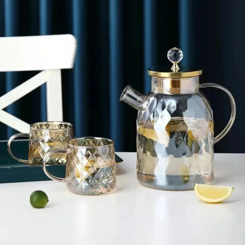 Glass Water Bottles Amber Color Home Flower Teapot Kettle Thermal Pot | Stornfield