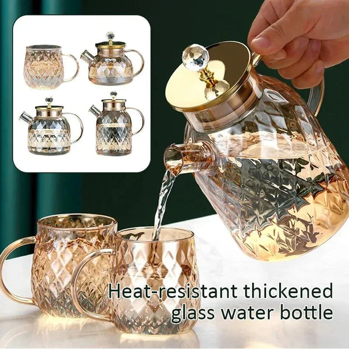 Glass Water Bottles Amber Color Home Flower Teapot Kettle Thermal Pot | Stornfield