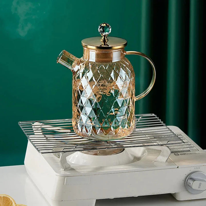 Glass Water Bottles Amber Color Home Flower Teapot Kettle Thermal Pot | Stornfield