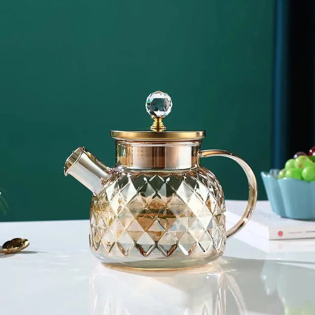Glass Water Bottles Amber Color Home Flower Teapot Kettle Thermal Pot | Stornfield