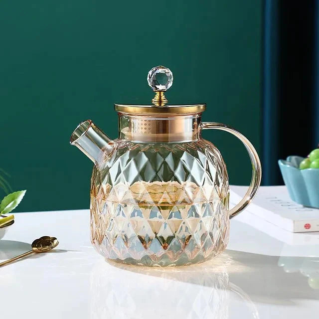 Glass Water Bottles Amber Color Home Flower Teapot Kettle Thermal Pot | Stornfield