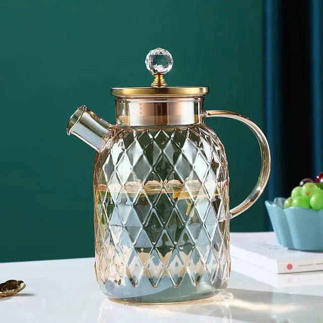 Glass Water Bottles Amber Color Home Flower Teapot Kettle Thermal Pot | Stornfield