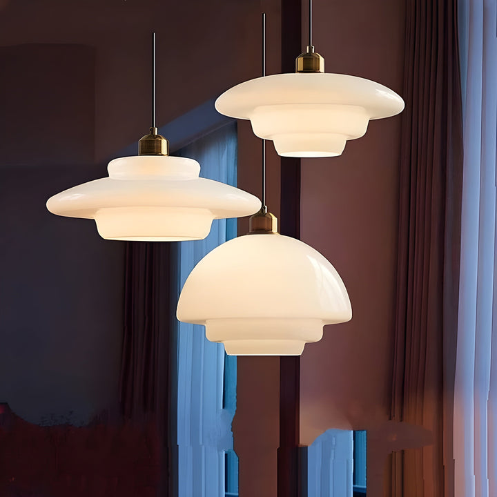 AuraBeam Light – Minimalist Ivory Colored LED Pendant Lamp made of Glass | Stornfield