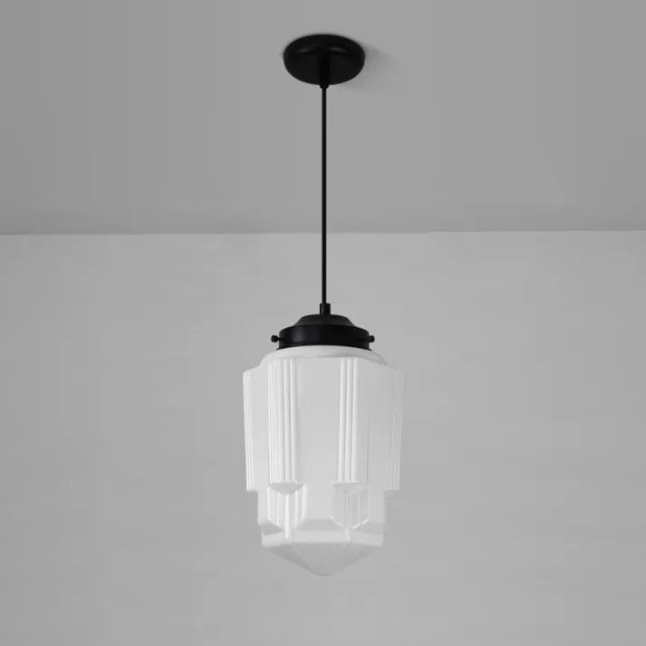 Vintage Geometric Hanging Lamp made of Matte Glass – Retro Pendant Light for Dining Room | Stornfield