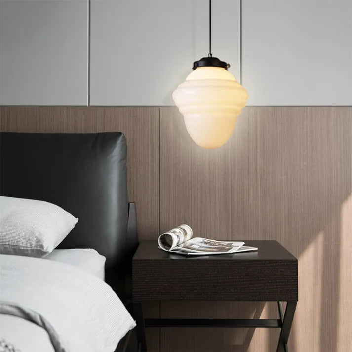 Vintage Geometric Hanging Lamp made of Matte Glass – Retro Pendant Light for Dining Room | Stornfield