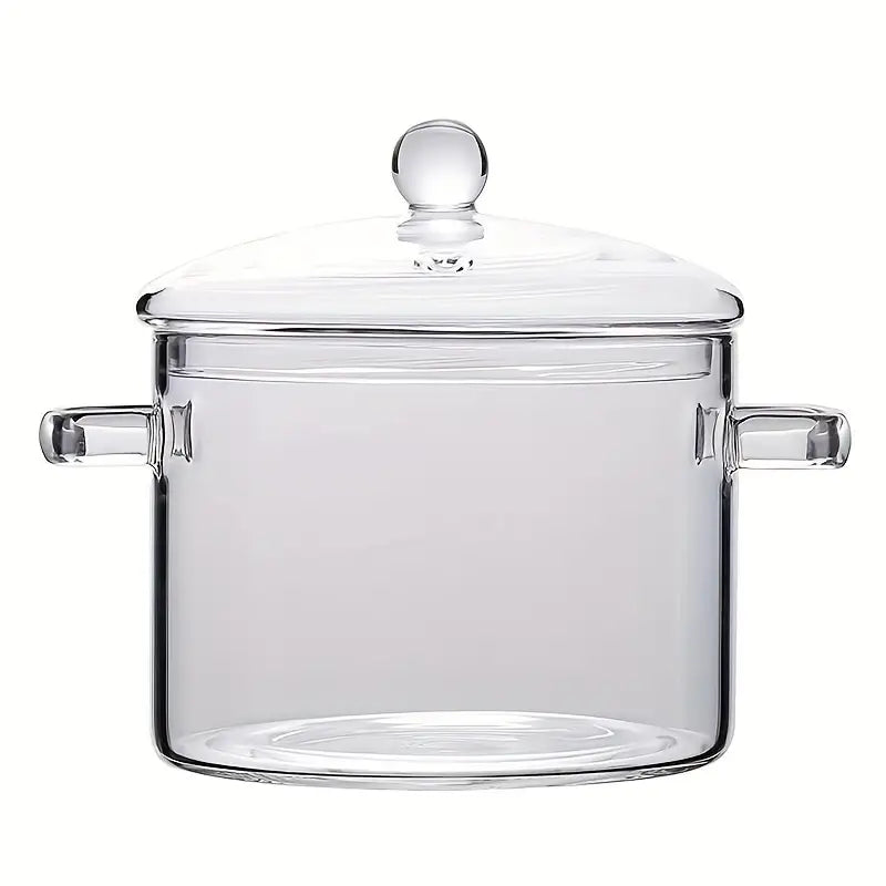 KookZicht Glasso – Transparent Glass Cooking Pot with Handles (1360 ml) | Stornfield