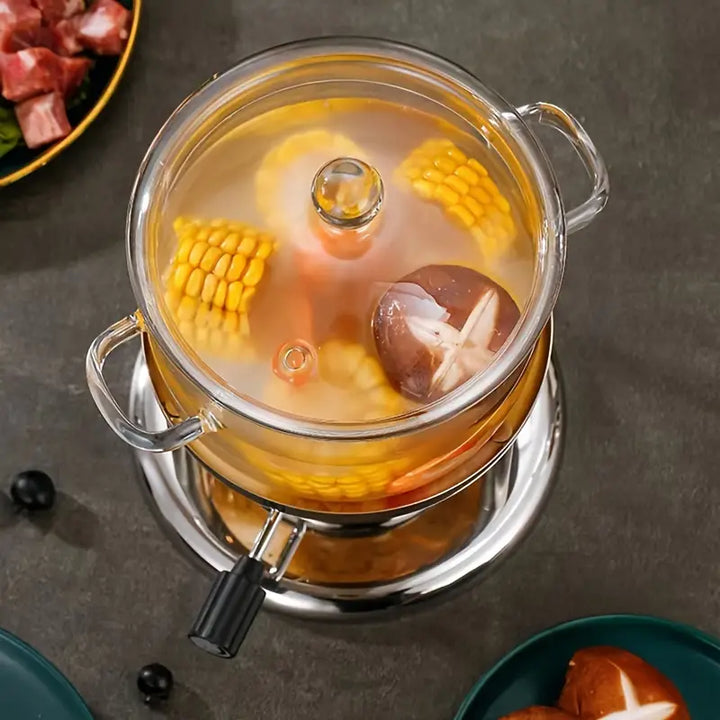 KookZicht Glasso – Transparent Glass Cooking Pot with Handles (1360 ml) | Stornfield