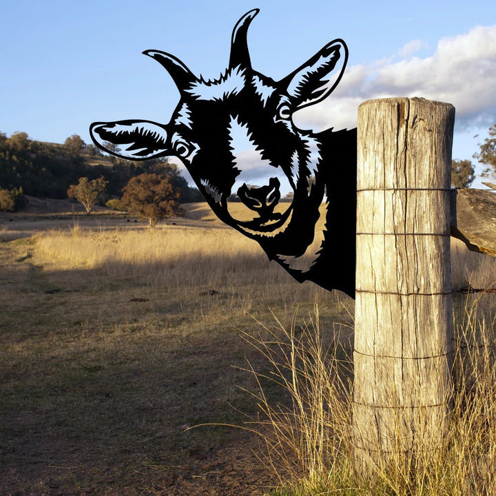 Outdoor Garden Farm Peeping Goat Metal Artwork Indoor Decoration | Stornfield