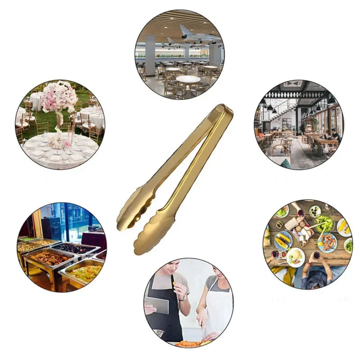Golden Stainless Steel Food Tongs Kitchen Utensils Serving Tong | Stornfield