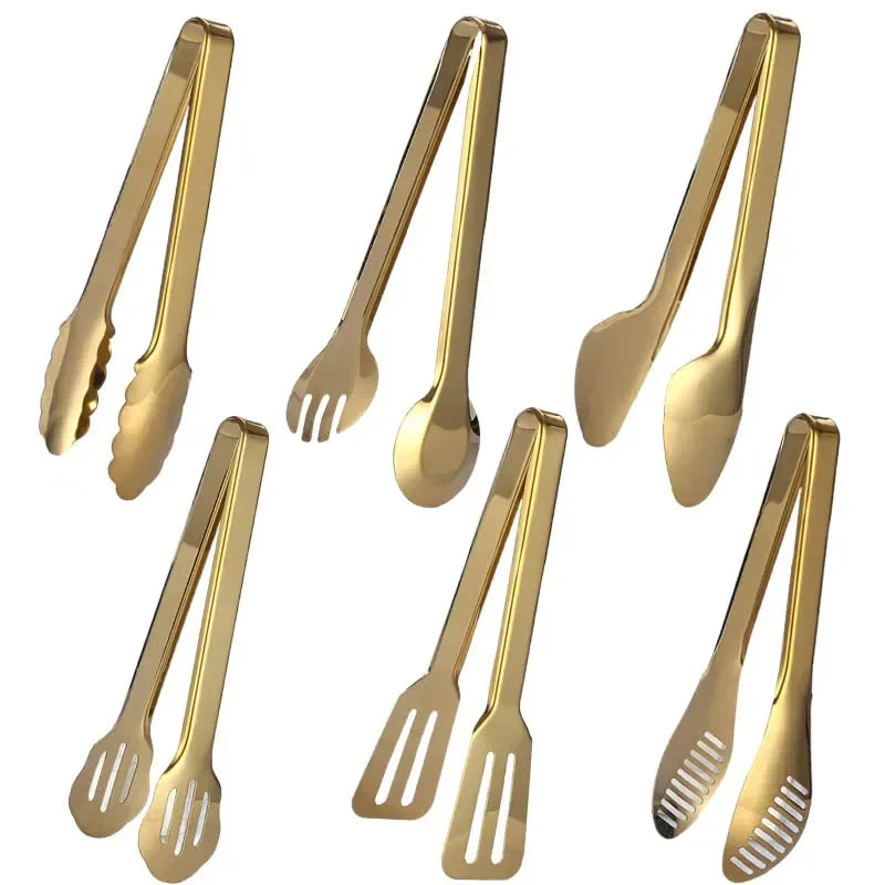 Golden Stainless Steel Food Tongs Kitchen Utensils Serving Tong | Stornfield