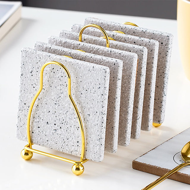 Stornfield | Marbled Ceramic Coaster Set with Holder