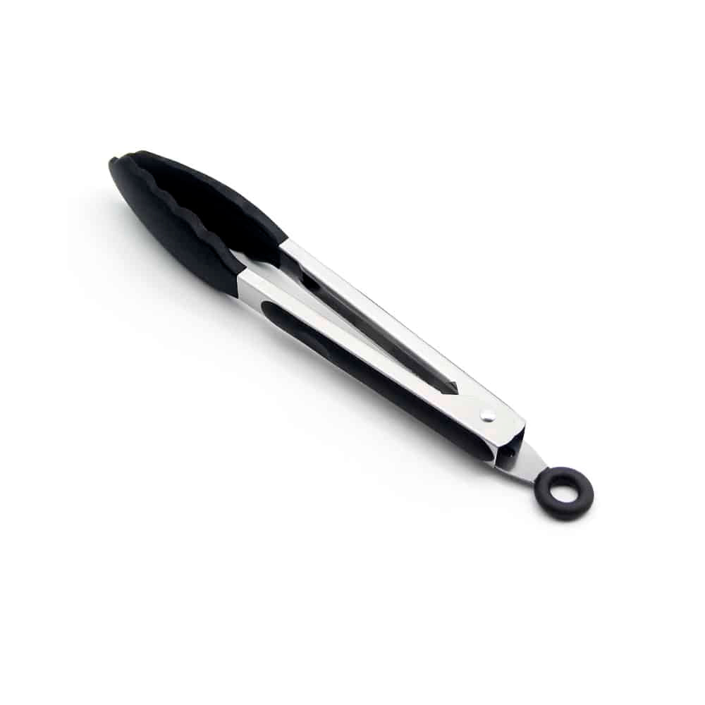Silicone and stainless steel grill tongs - 23/30 cm - White / Black | Stornfield