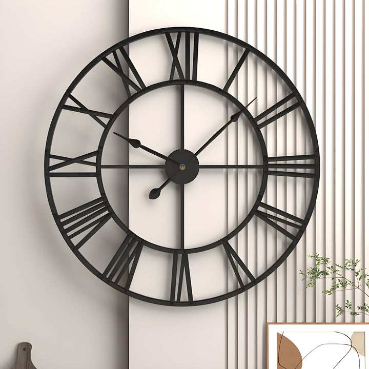 Roman Numerals Iron Art Hanging Clock Silent Design | Stornfield