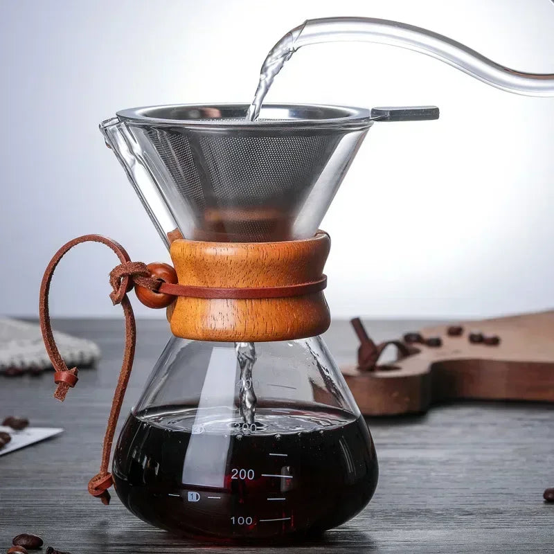 Hand Glass Coffee Kettle with Stainless Steel Filter Drip Brewer Coffee | Stornfield