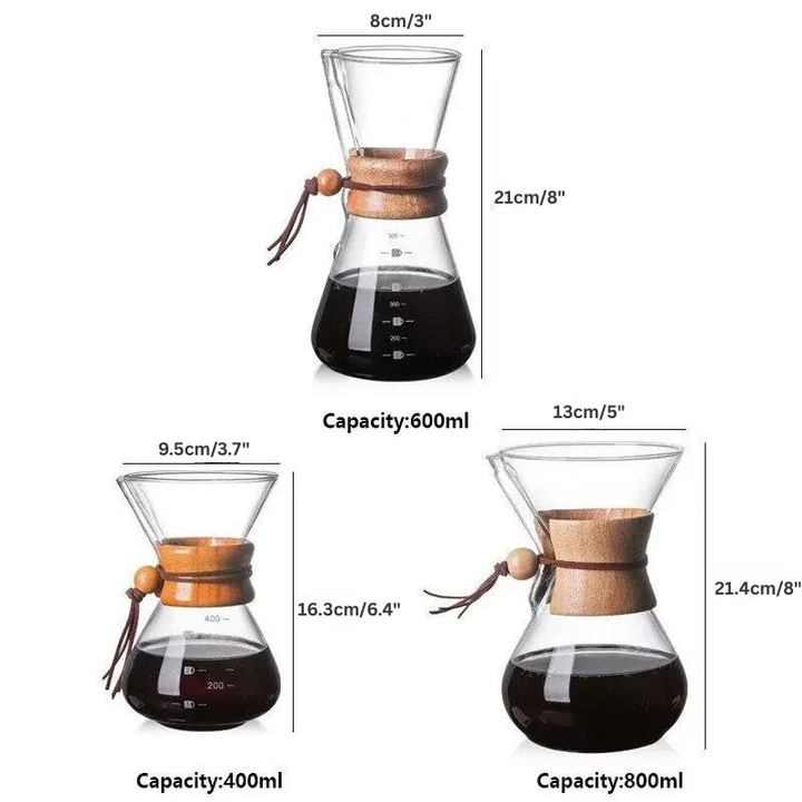 Hand Glass Coffee Kettle with Stainless Steel Filter Drip Brewer Coffee | Stornfield