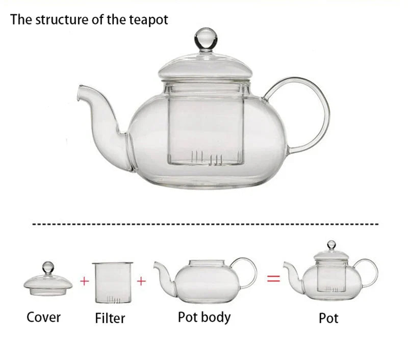 Heat Resistant Glass Tea Pot Glass Teapot with Infuser Tea Pot Set | Stornfield