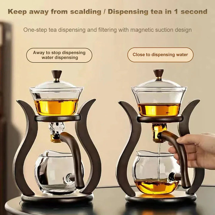 Heat Resistant Glass Tea Set featuring a Magnetic Water Rotating Cover | Stornfield
