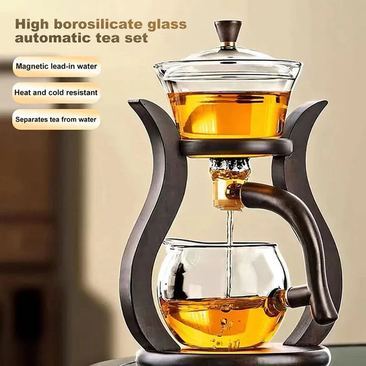 Heat Resistant Glass Tea Set featuring a Magnetic Water Rotating Cover | Stornfield