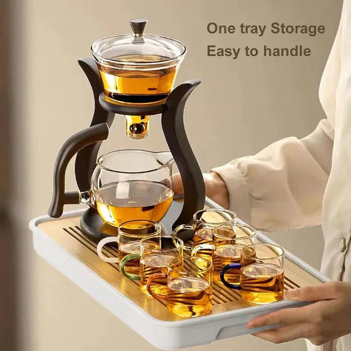 Heat Resistant Glass Tea Set featuring a Magnetic Water Rotating Cover | Stornfield