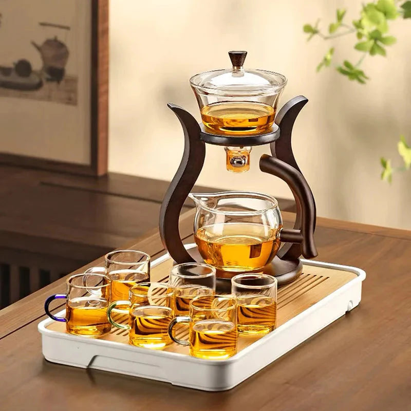 Heat Resistant Glass Tea Set featuring a Magnetic Water Rotating Cover | Stornfield