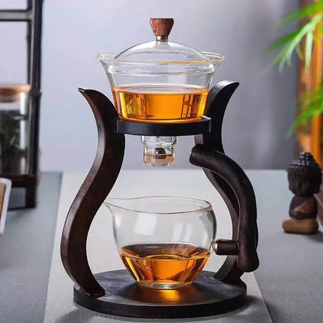 Heat Resistant Glass Tea Set featuring a Magnetic Water Rotating Cover | Stornfield