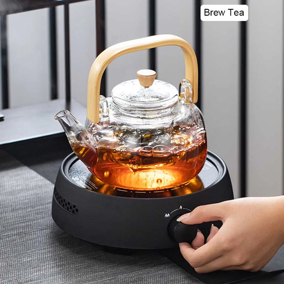 Heat-Resistant Glass Teapot with Container Ceramic Teapot Holder Base | Stornfield