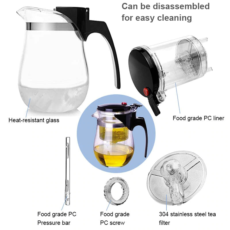 Heat Resistant Glass Teapot With Tea Infuser Filter Kettle Tea Teapot | Stornfield