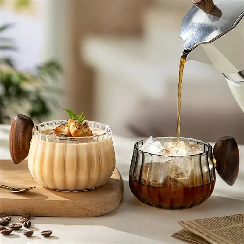 Heat-Resistant High Borosilicate Glass Coffee Mug with Wooden Handle | Stornfield