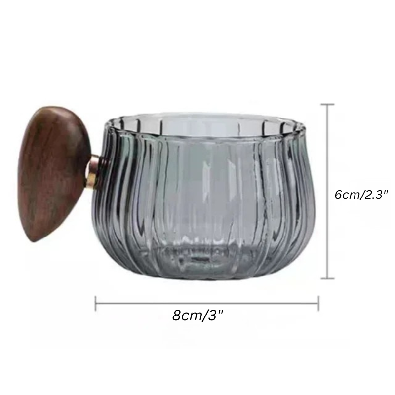 Heat-Resistant High Borosilicate Glass Coffee Mug with Wooden Handle | Stornfield