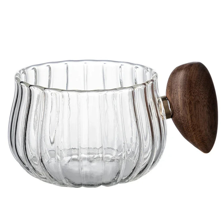 Heat-Resistant High Borosilicate Glass Coffee Mug with Wooden Handle | Stornfield