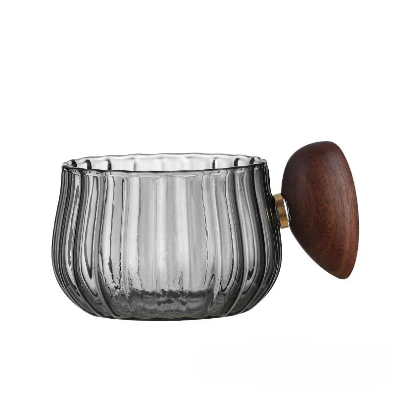 Heat-Resistant High Borosilicate Glass Coffee Mug with Wooden Handle | Stornfield