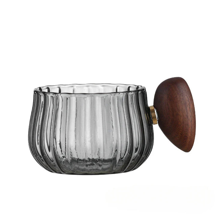 Heat-Resistant High Borosilicate Glass Coffee Mug with Wooden Handle | Stornfield