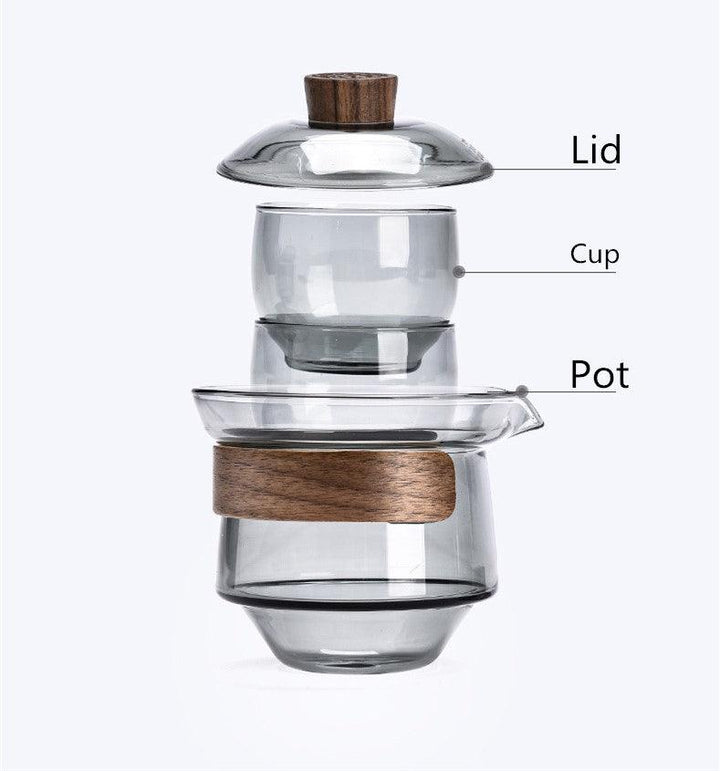 Elegant heat-resistant glass cup with walnut lid for tea lovers | Stornfield
