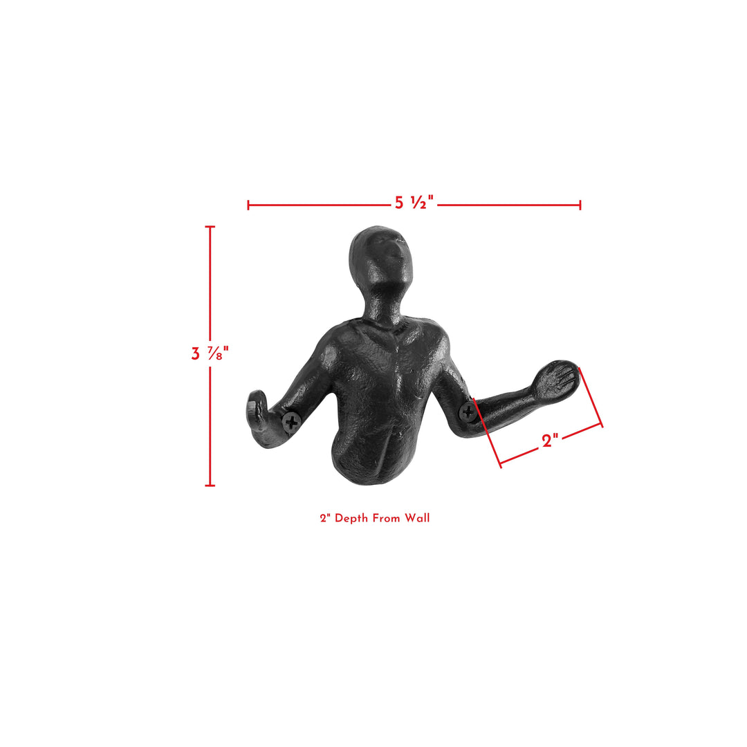 Stornfield | "Palms Up" Decorative Cast Iron Wall Hooks, Black (Set of 2)
