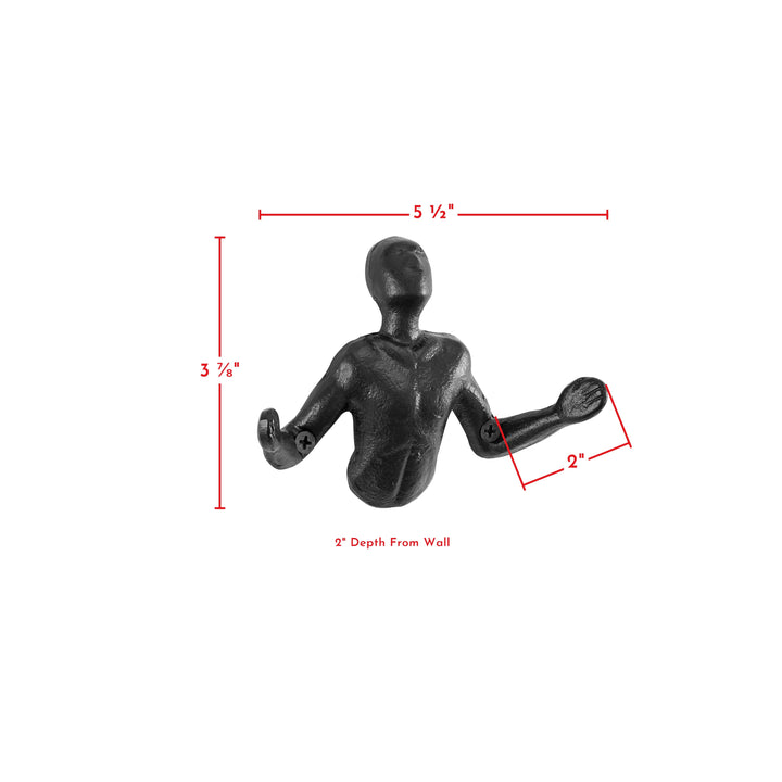 Stornfield | "Palms Up" Decorative Cast Iron Wall Hooks, Black (Set of 2)