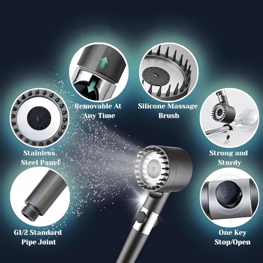 Stornfield | High-Pressure Massage Handheld Shower Head - Portable Shower with 3 Spray Patterns and Filters