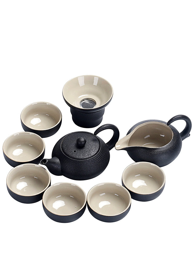 High-quality Ceramic Pottery Chinese Style Teapot Set in Black Color | Stornfield