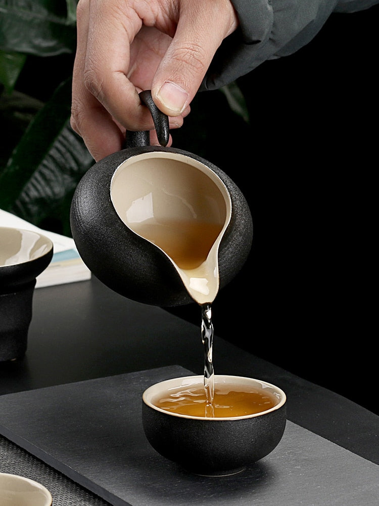 High-quality Ceramic Pottery Chinese Style Teapot Set in Black Color | Stornfield