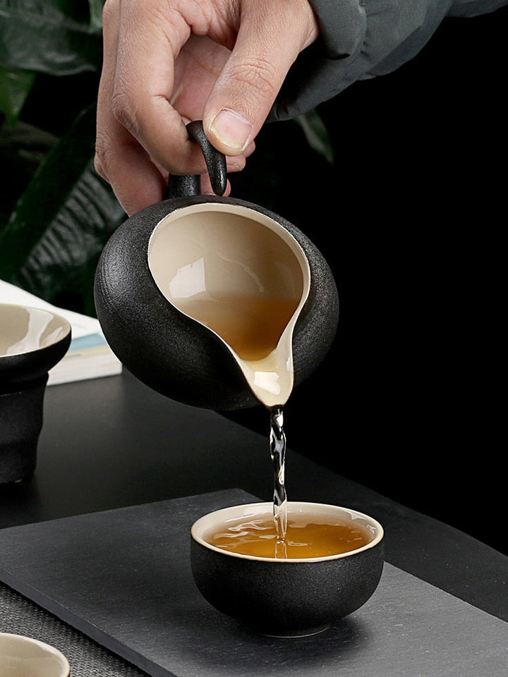 High-quality Ceramic Pottery Chinese Style Teapot Set in Black Color | Stornfield