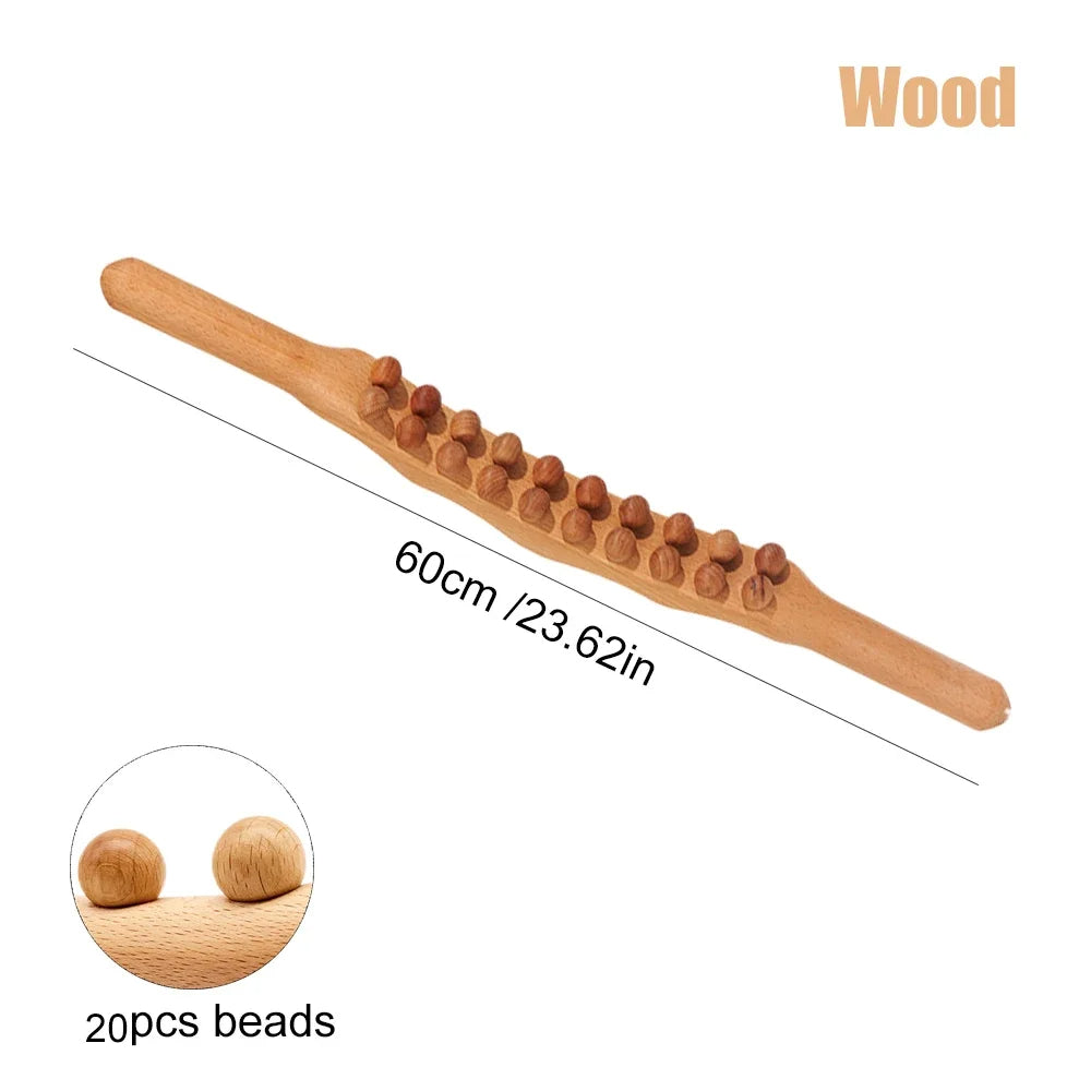 WoodRelax Gua Sha Massage Stick – 60 cm massage tool made of natural wood for deep muscle relaxation | Stornfield