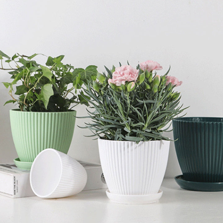 Home Garden Plant Pot With Tray - Modern Plastic Design | Stornfield