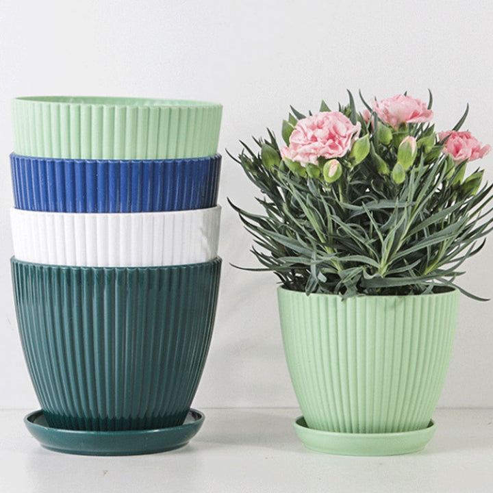 Home Garden Plant Pot With Tray - Modern Plastic Design | Stornfield