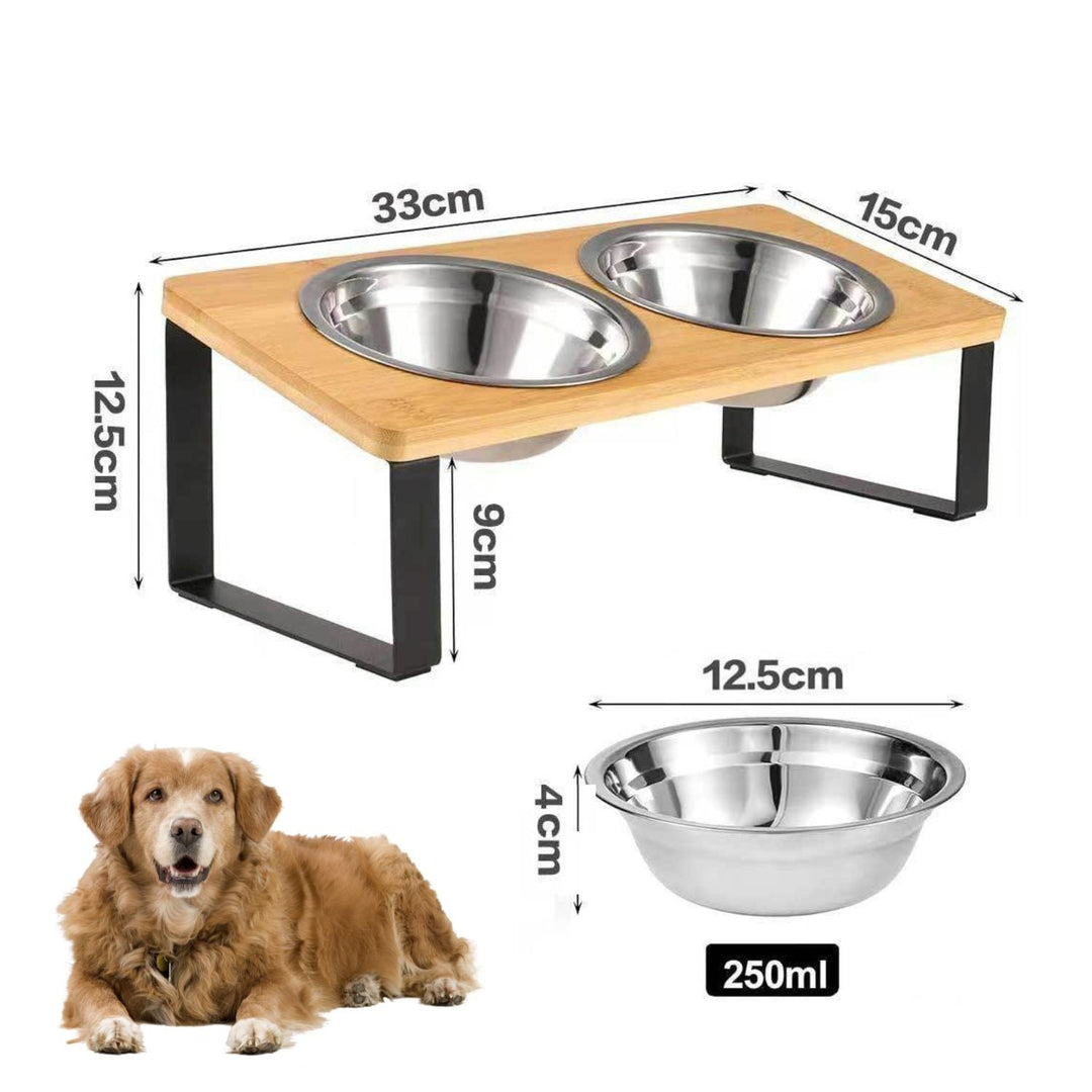 Raised Dog Food Bowl – Bamboo Stand with Removable Stainless Steel Bowls | Stornfield